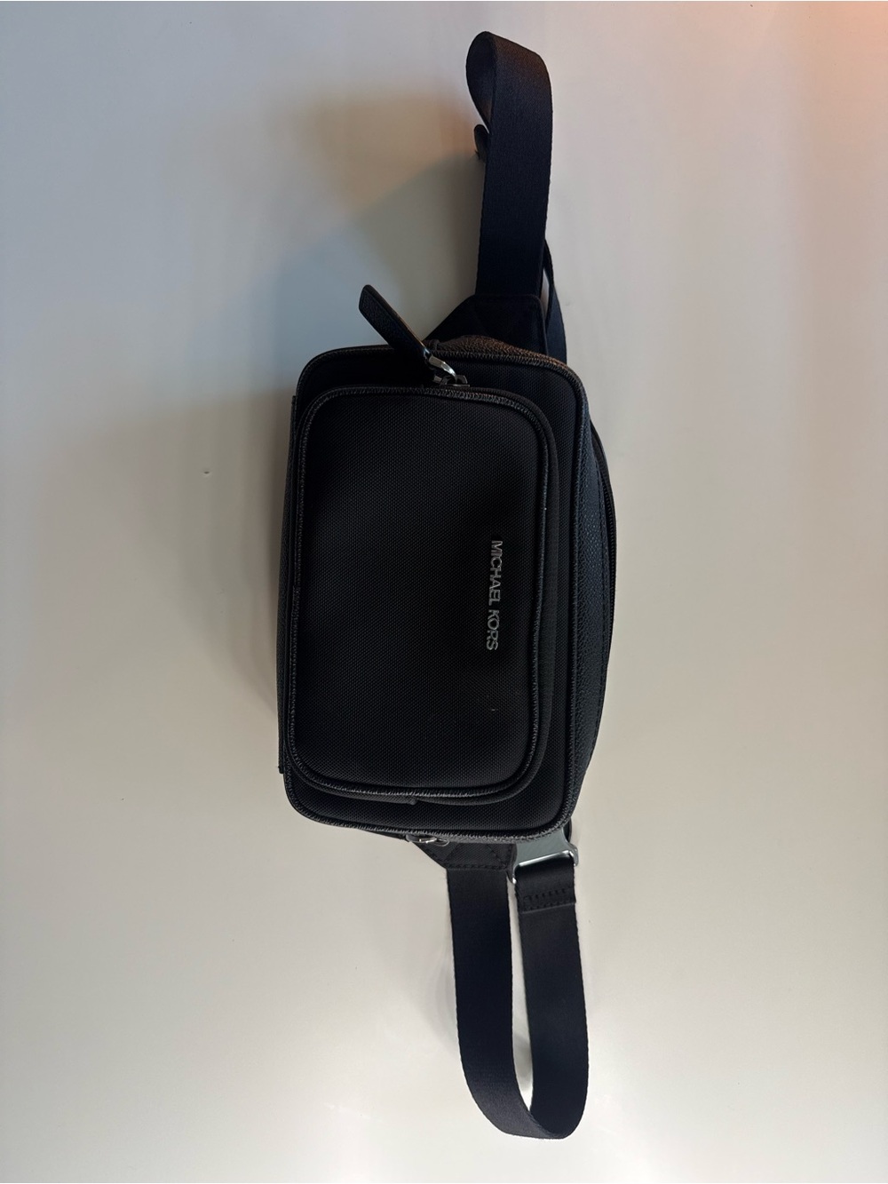 Michael Kors Black Nylon Belt Bag with Front Zip Pocket